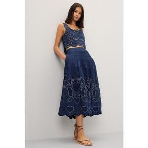 Sea New York Blue Jeanetta Eyelet Skirt Size 6 with hole